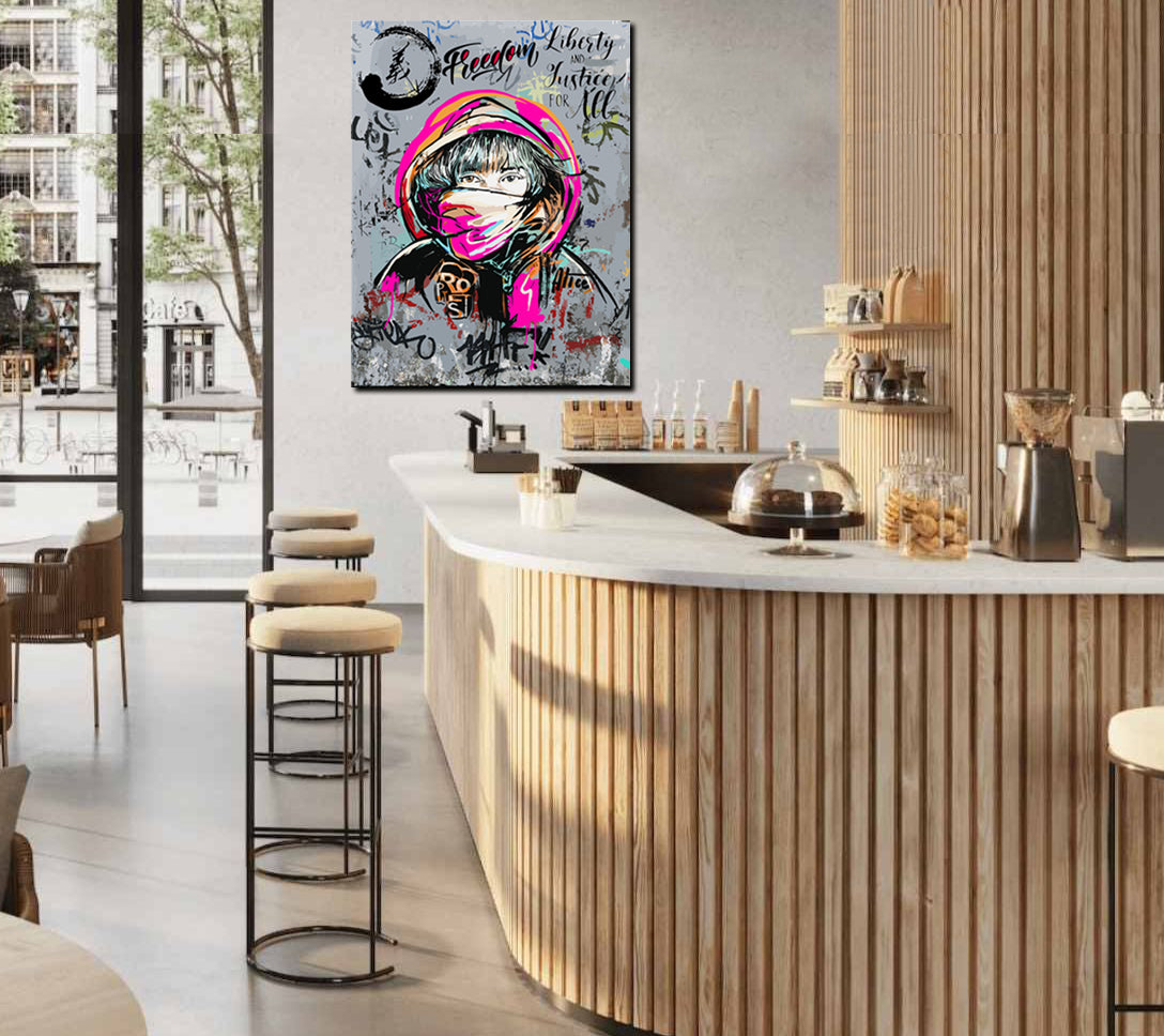 Tableau décoratif - Graffiti Alice - mdf -80x60 cm - vinyle mat