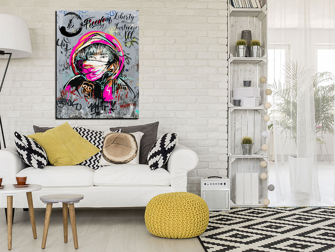 Tableau décoratif - Graffiti Alice - mdf -80x60 cm - vinyle mat