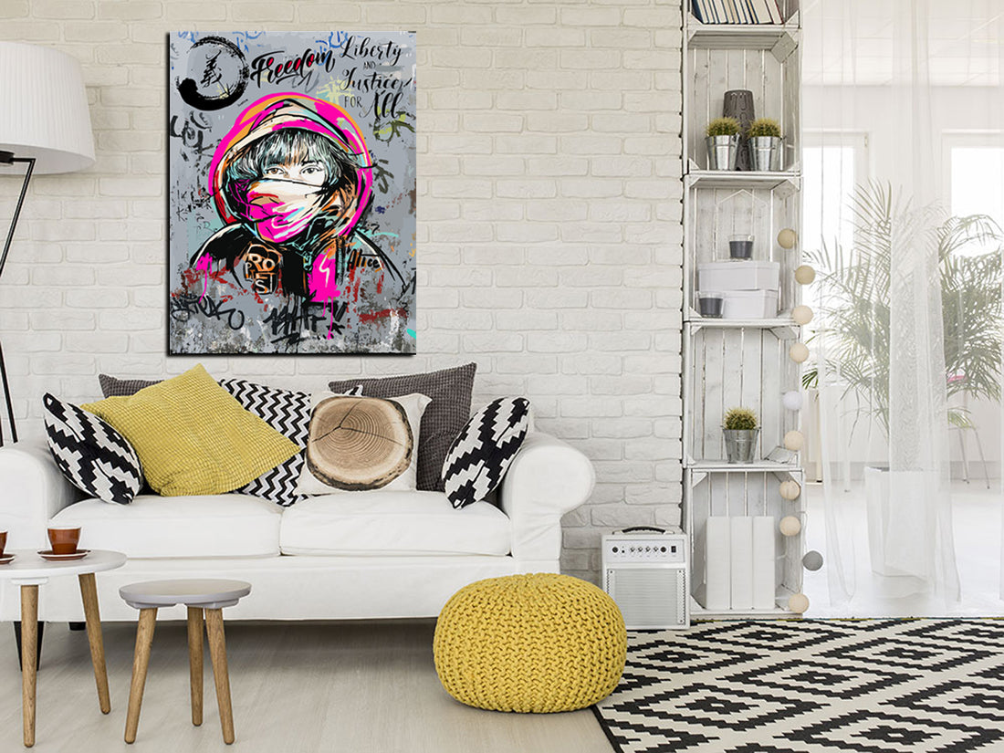 Tableau décoratif - Graffiti Alice - mdf -80x60 cm - vinyle mat