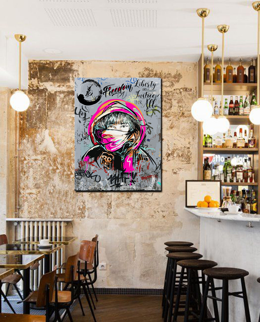 Tableau décoratif - Graffiti Alice - mdf -80x60 cm - vinyle mat