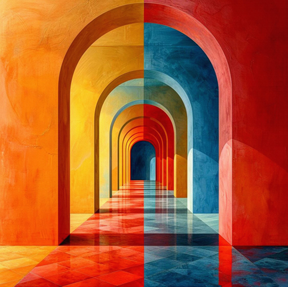 tableau architecture atc orangé - 100x100 cm