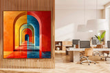 tableau architecture arc orangé - 100x100 cm