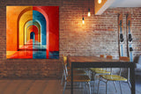 tableau architecture arc orangé - 100x100 cm