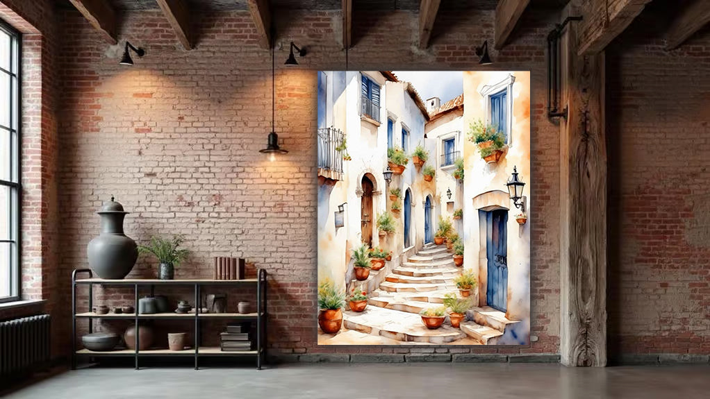 tableau 90x120 cm  "Flânerie Méditerranéenne"