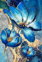 tableau rose bleu dorée - 80x120 cm