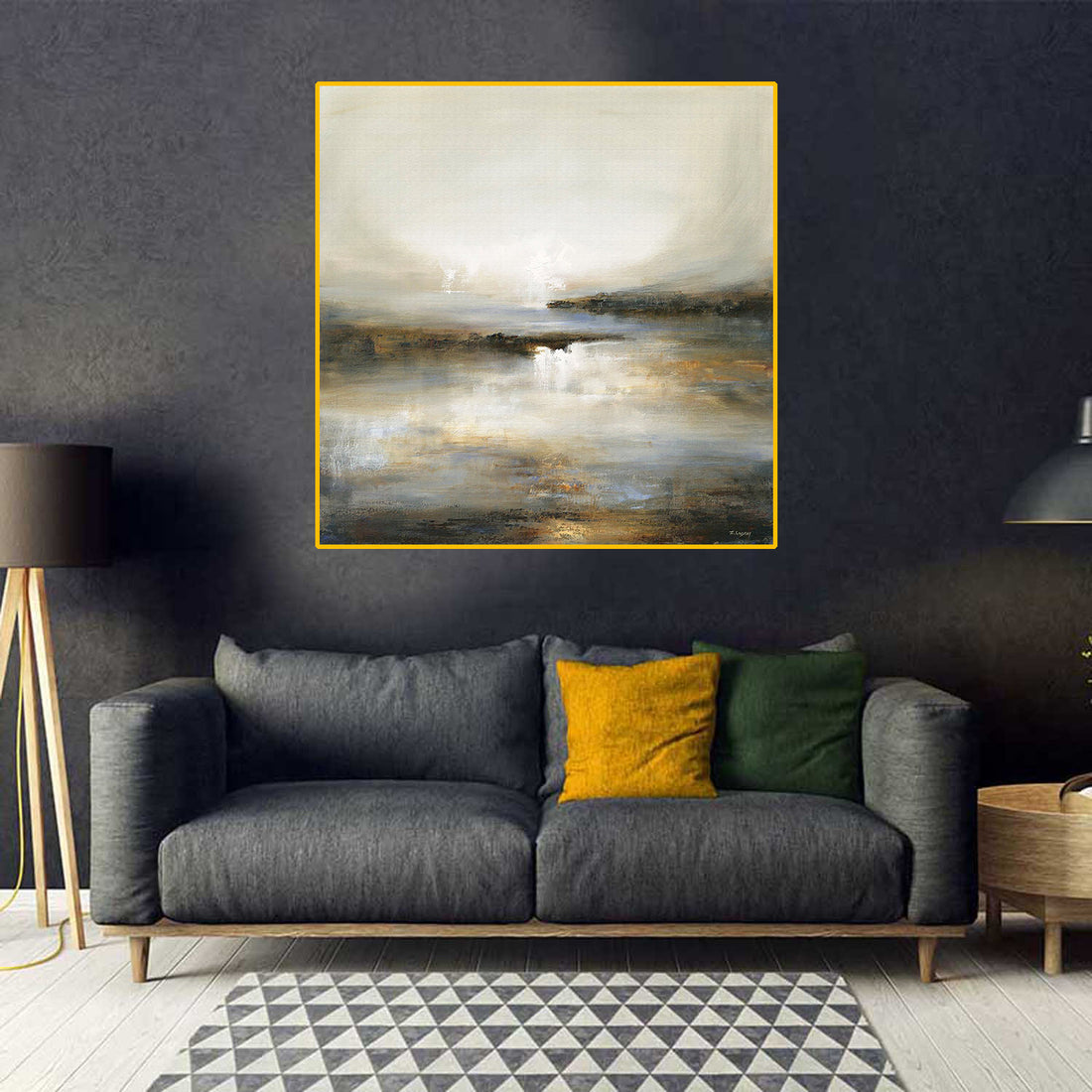 tableau auqarelle beige - 100x100 cm