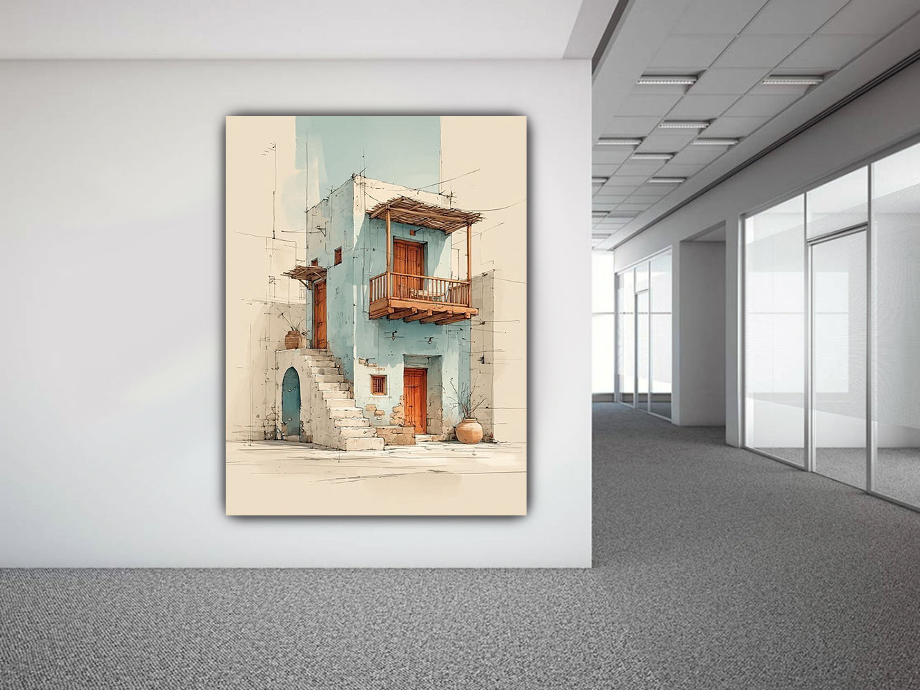 tableau  90x120 cm "L'Épure Bleue"