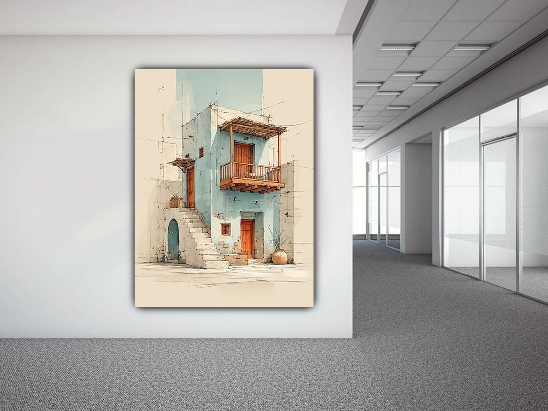 tableau  90x120 cm "L'Épure Bleue"