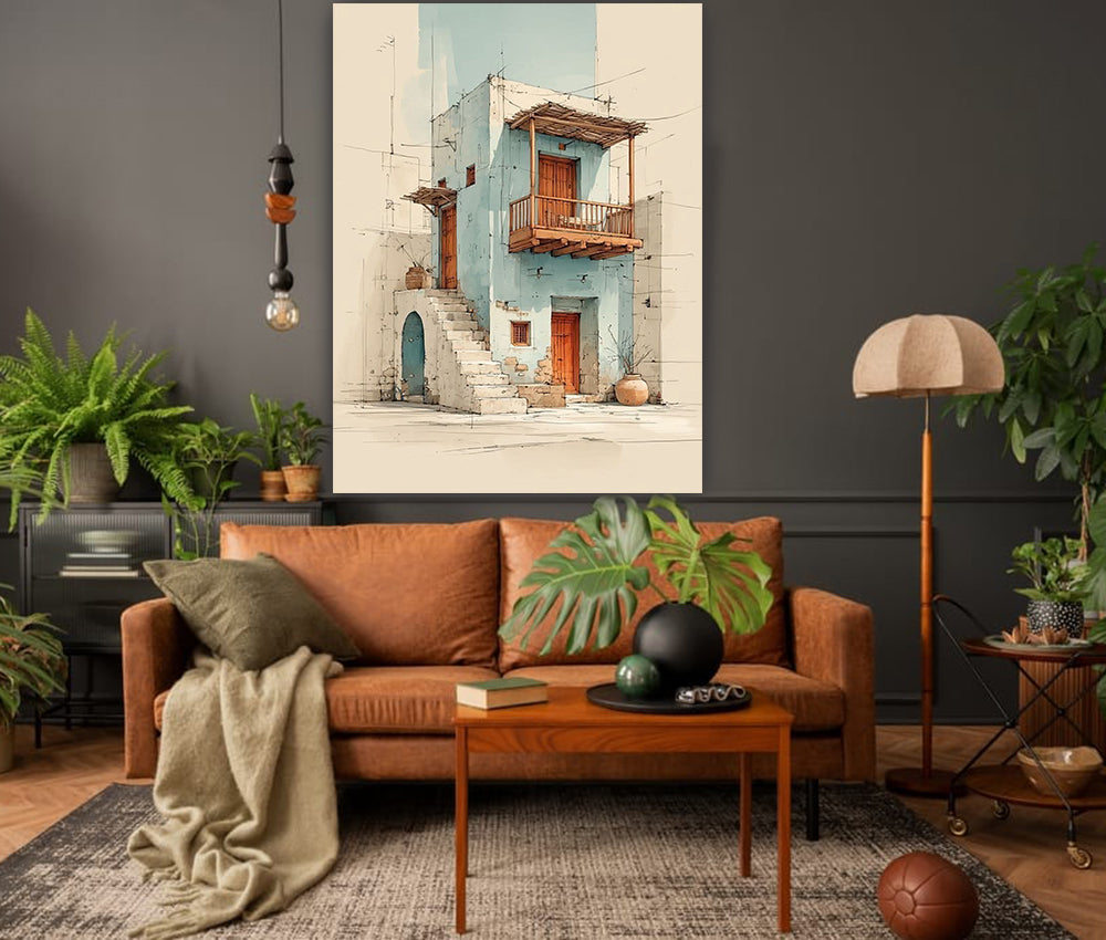 tableau  90x120 cm "L'Épure Bleue"