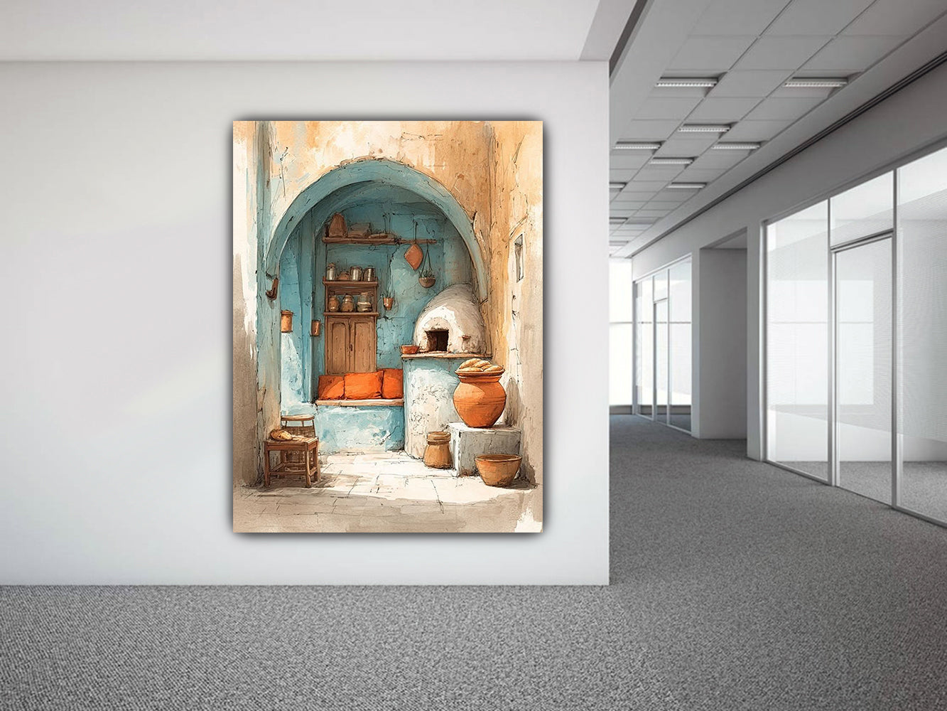 tableau 90x120 cm "L'Âme de la Cuisine antique"