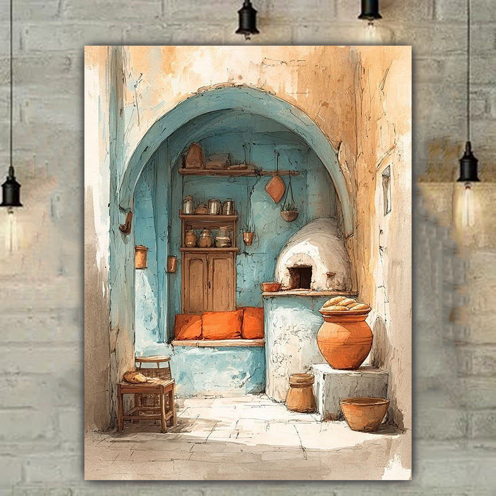 tableau 90x120 cm "L'Âme de la Cuisine antique"