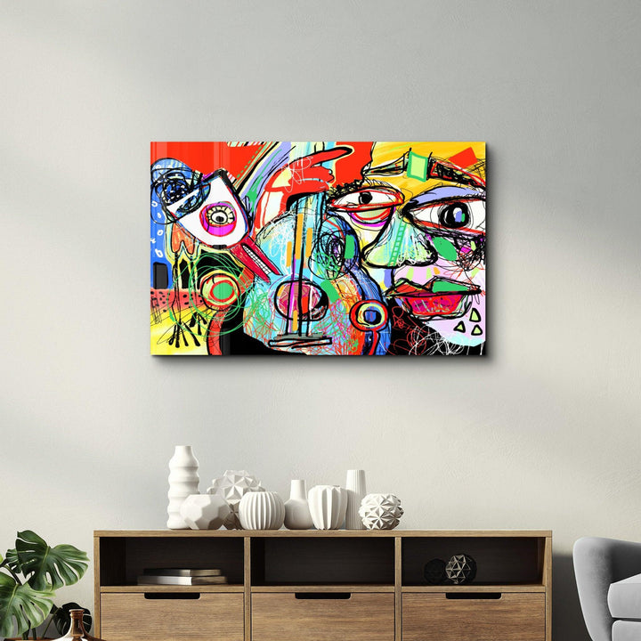 Tableau Abstrait Cubiste Coloré