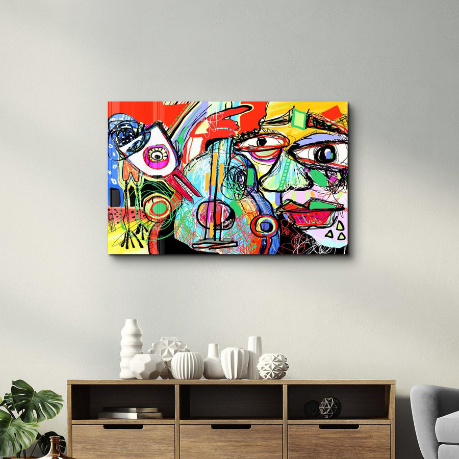Tableau Abstrait Cubiste Coloré