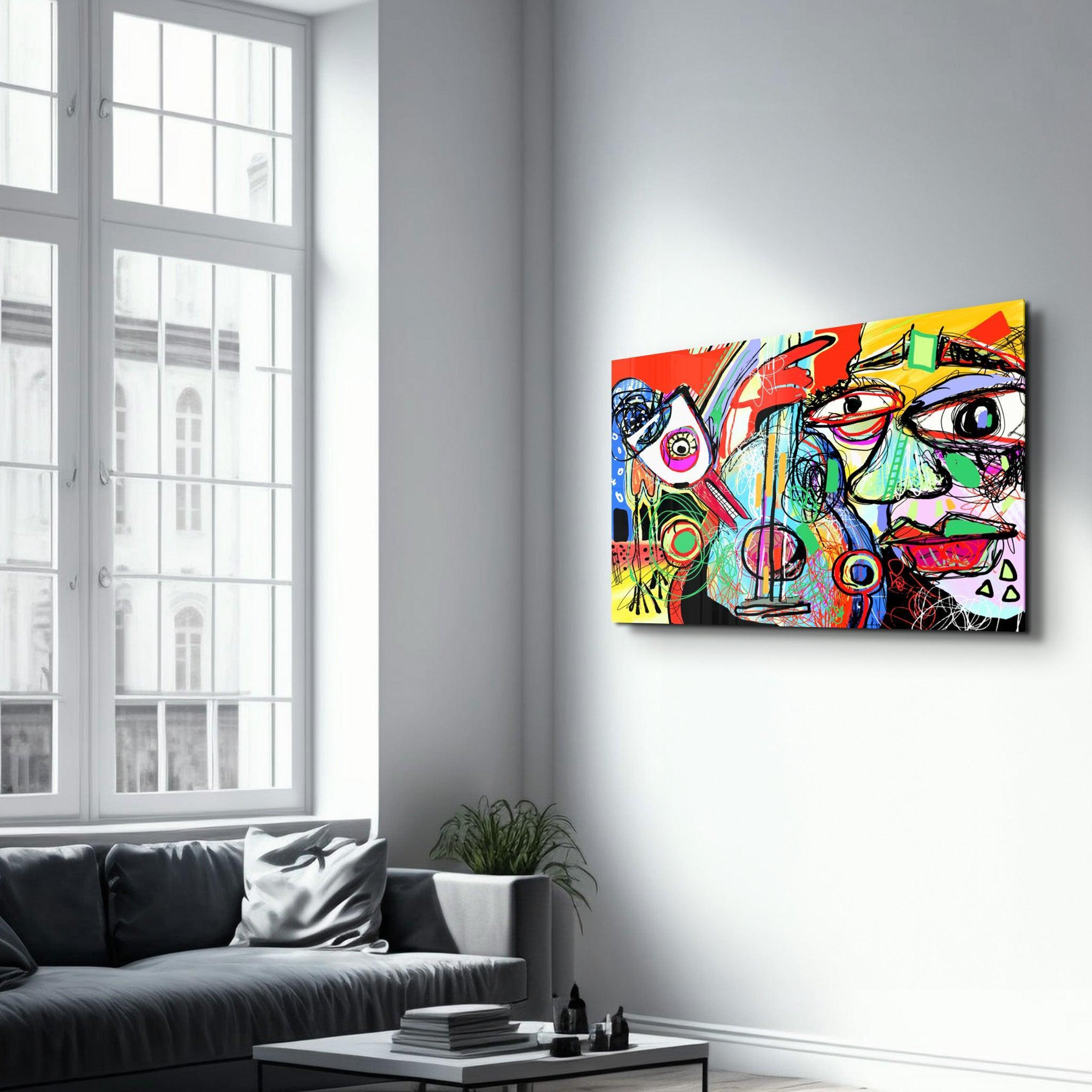 Tableau Abstrait Cubiste Coloré