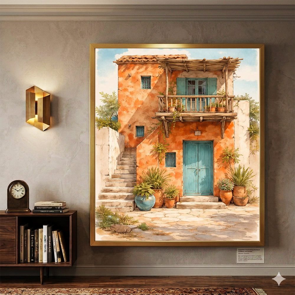 tableau 80x120 cm vinyle sur mdf "L'Escale Turquoise"