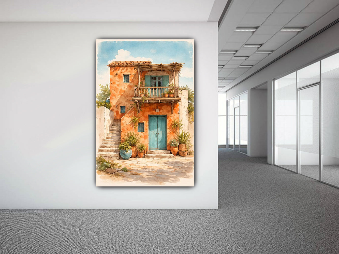 tableau 80x120 cm vinyle sur mdf "L'Escale Turquoise"