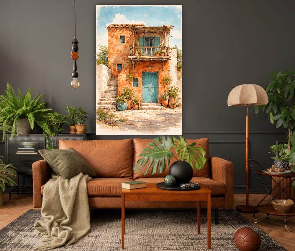 tableau 80x120 cm vinyle sur mdf "L'Escale Turquoise"