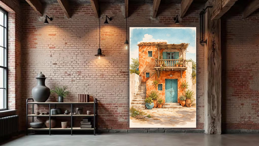 tableau 80x120 cm vinyle sur mdf "L'Escale Turquoise"