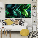 tableau feuille vert royale tropicale - vinyle sur mdf 5mm -80x140 cm