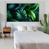 tableau feuille vert royale tropicale - vinyle sur mdf 5mm -80x140 cm