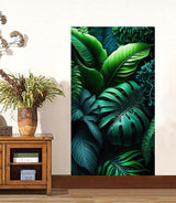 tableau feuille vert royale tropicale - vinyle sur mdf 5mm -80x140 cm