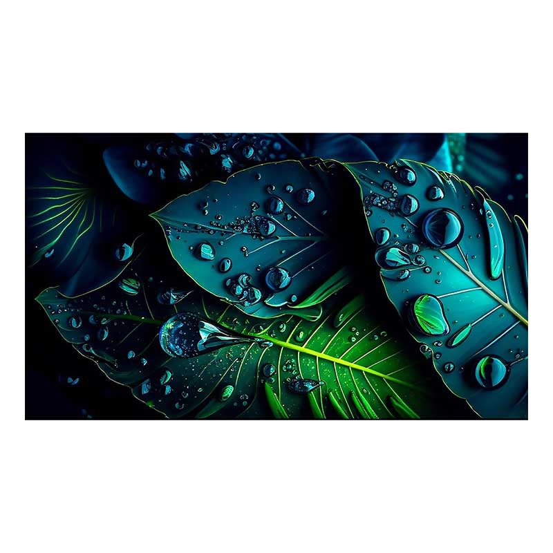 tableau décoratif  feuille noir bleut royale tropicale - bâche enduis - 80-140 cm