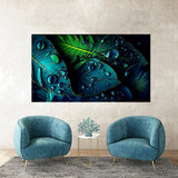 tableau décoratif  feuille bleut  tropicale - vinyle sur mdf 5mm - 80x140 cm