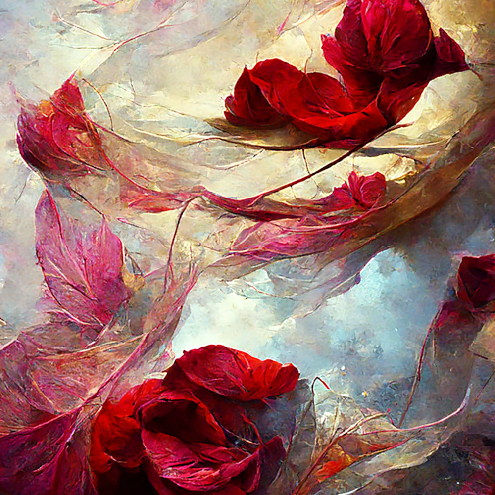 tableau décoratif - fleur rouge bordeau - 100 x 100 cm