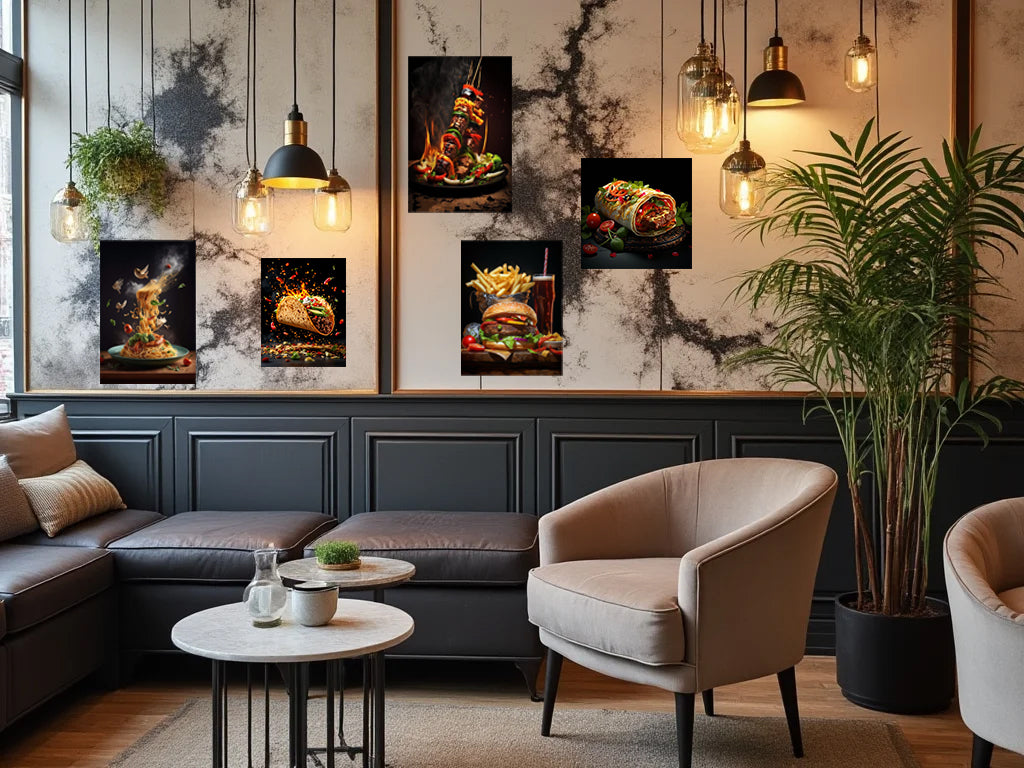 pack fast food réaliste - 5 TABLEAUX