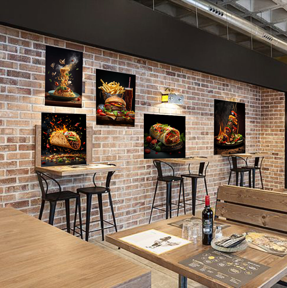 pack fast food réaliste - 5 TABLEAUX