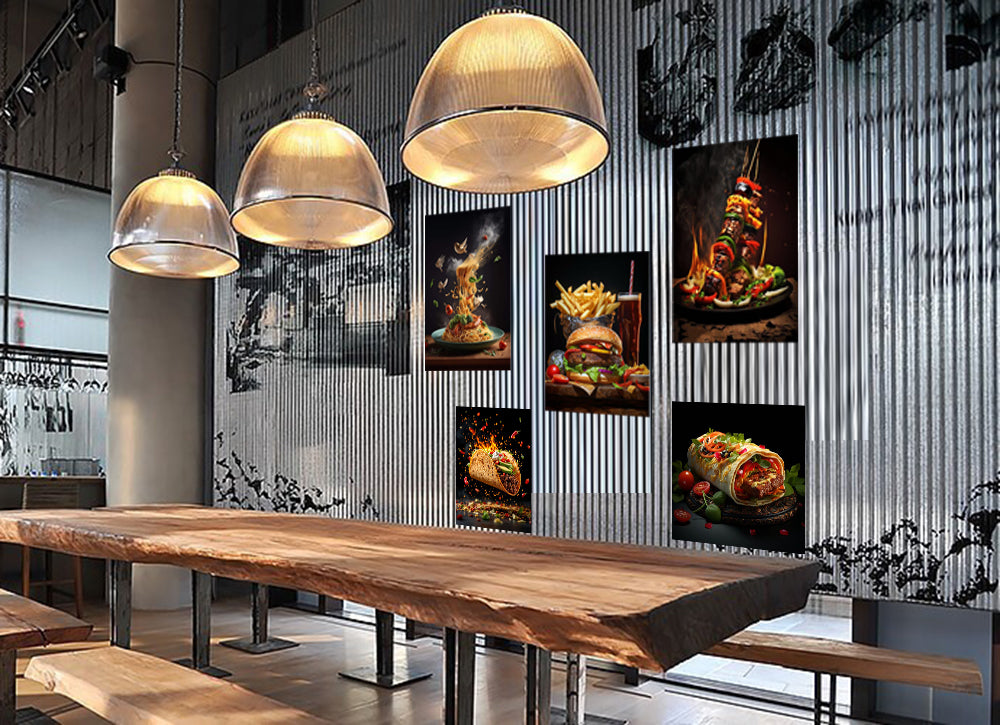 pack fast food réaliste - 5 TABLEAUX