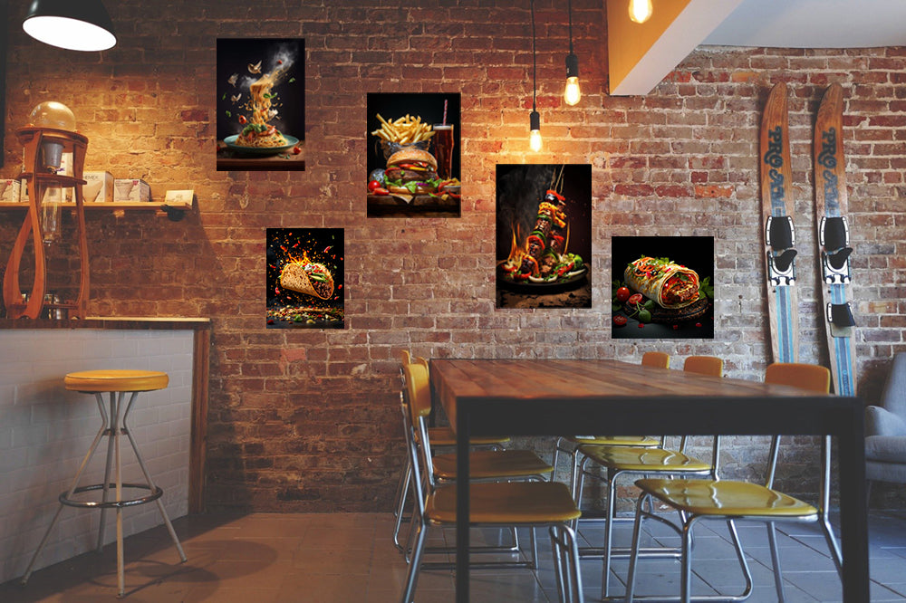 pack fast food réaliste - 5 TABLEAUX