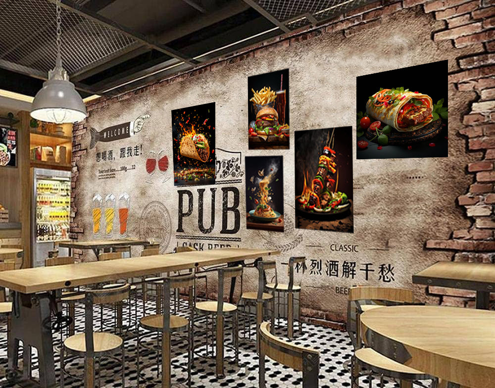 pack fast food réaliste - 5 TABLEAUX