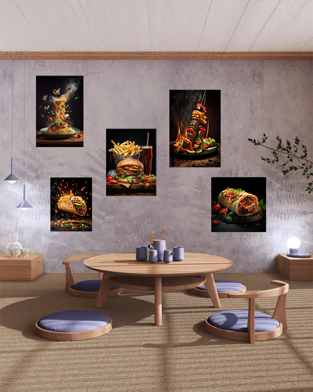 pack fast food réaliste - 5 TABLEAUX