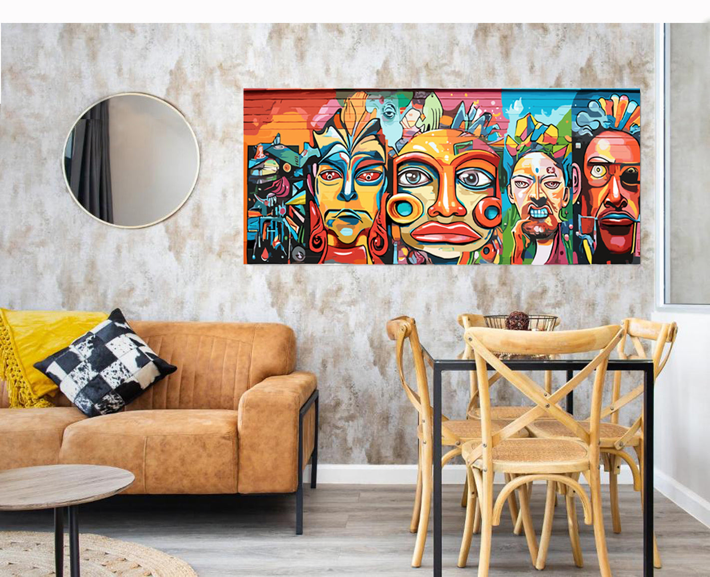 tableau décoratif - Graffiti Masques1 - bâche mat 150 x 60 cm