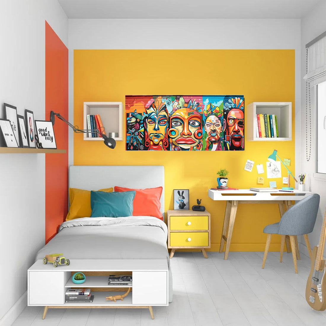 tableau décoratif - Graffiti Masques1 - bâche mat 150 x 60 cm