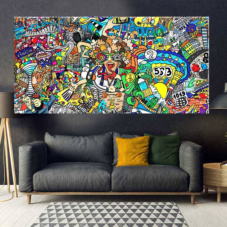 tableau décoratif - graffity finish  - 165 x 80 cm - bâche enduis