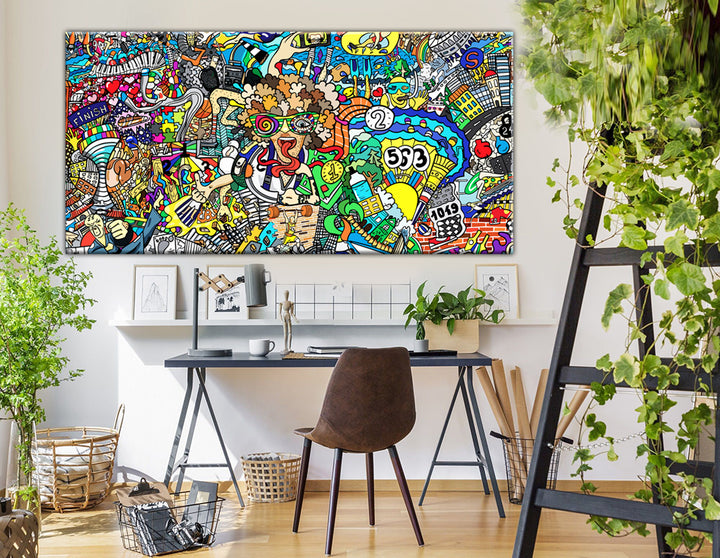 tableau décoratif - graffity finish  - 165 x 80 cm - bâche enduis