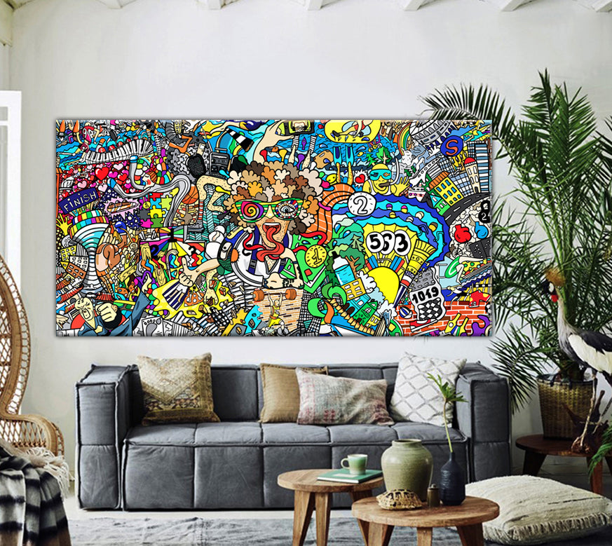 tableau décoratif - graffity finish  - 165 x 80 cm - bâche enduis