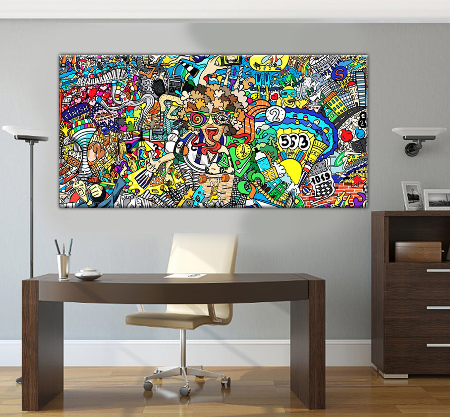 tableau décoratif - graffity finish  - 165 x 80 cm - bâche enduis