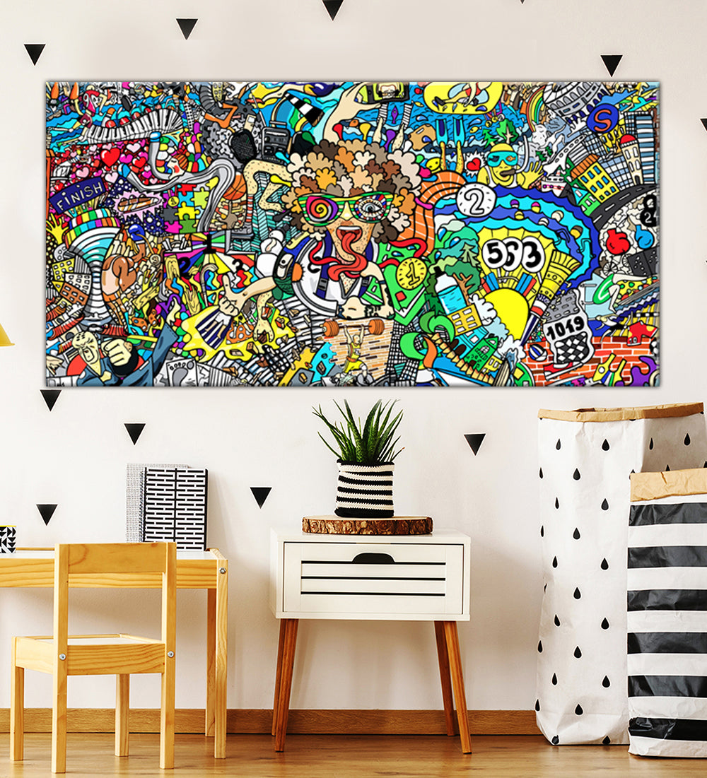 tableau décoratif - graffity finish  - 165 x 80 cm - bâche enduis