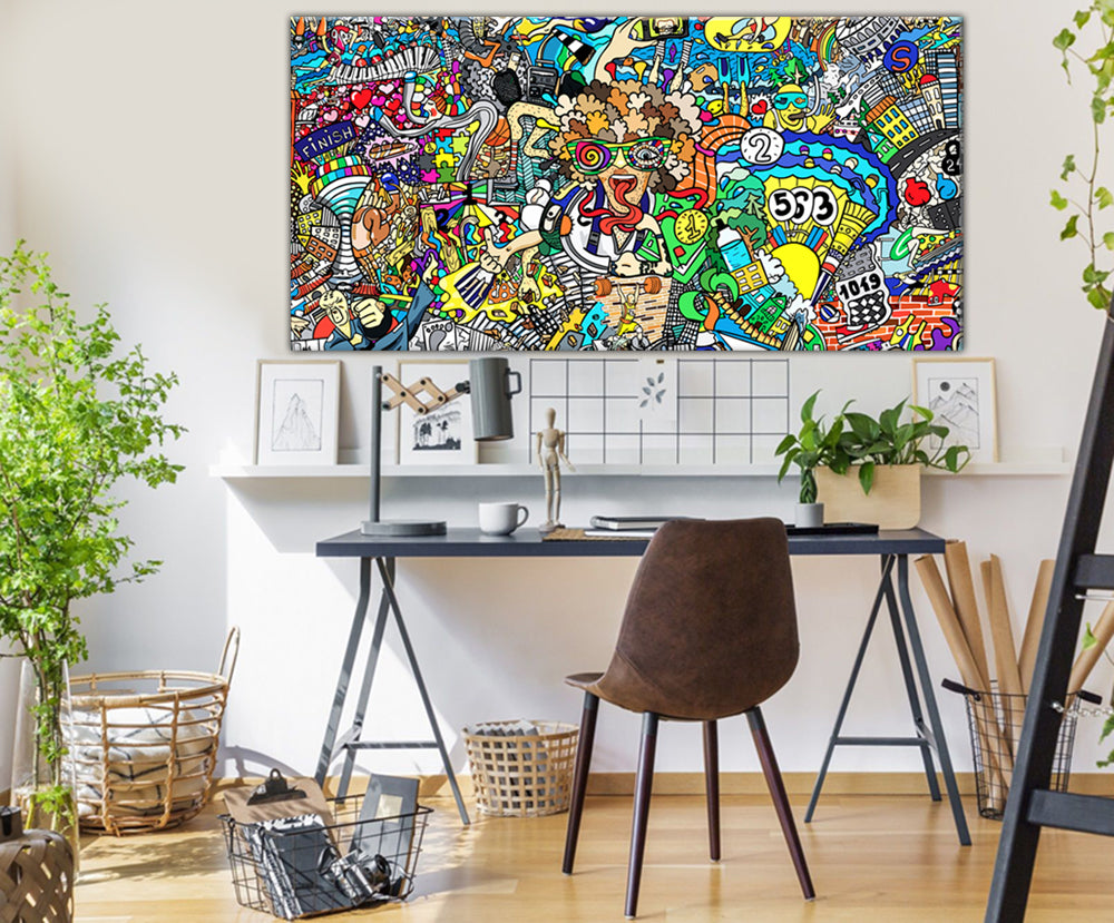 tableau décoratif - graffity finish  - 165 x 80 cm - bâche enduis