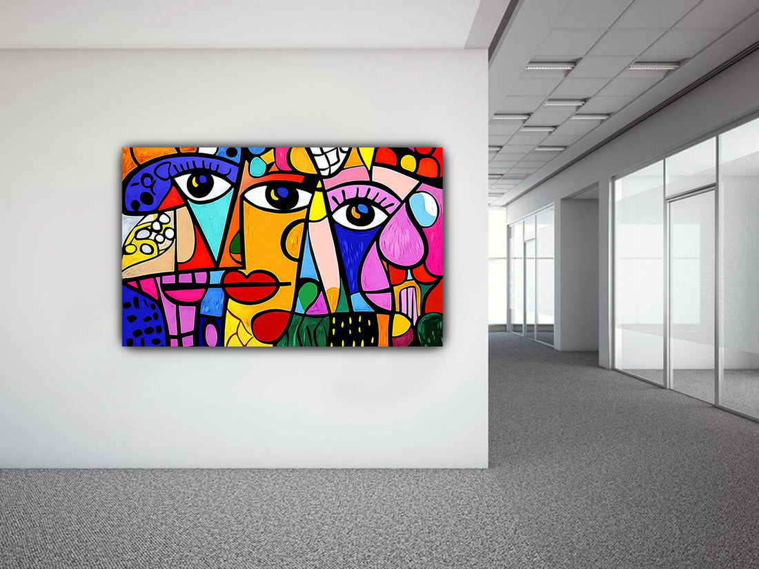 tableau 100x60 cm en vinyle sur mdf "Regards Croisés"