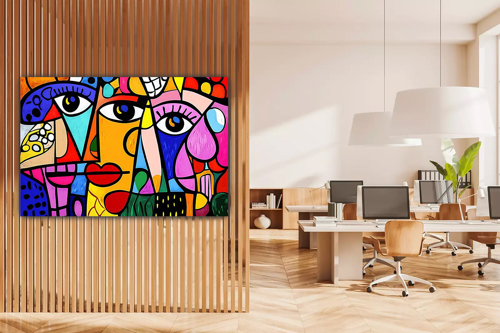 tableau 100x60 cm en vinyle sur mdf "Regards Croisés"