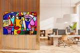 tableau 100x60 cm en vinyle sur mdf "Regards Croisés"