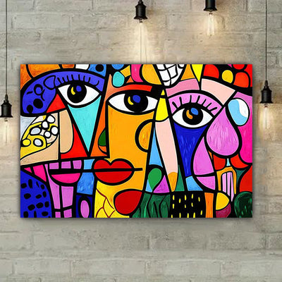 tableau 100x60 cm en vinyle sur mdf "Regards Croisés"