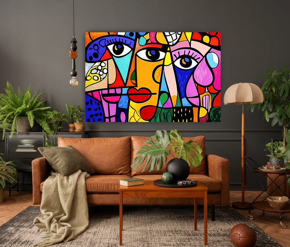 tableau 100x60 cm en vinyle sur mdf "Regards Croisés"