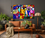 tableau 100x60 cm en vinyle sur mdf "Regards Croisés"
