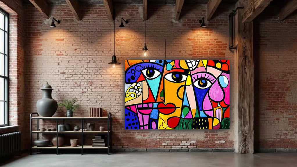 tableau 100x60 cm en vinyle sur mdf "Regards Croisés"