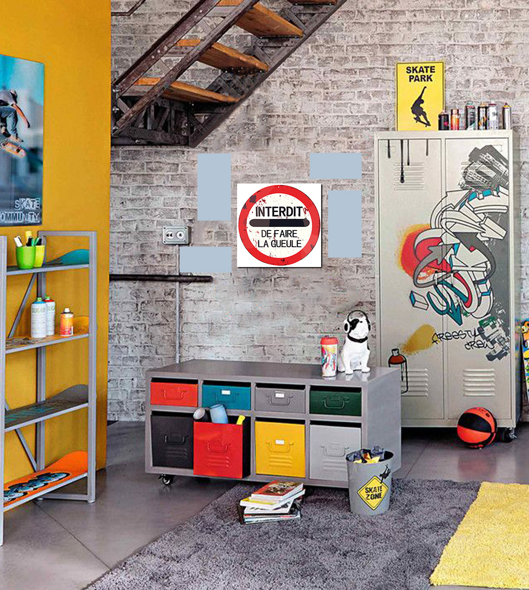 tableau décoratif - Interdit 30-30 cm - vinyle mat